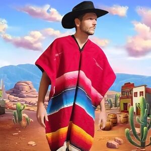 Vintage 1960s Mexican Poncho Saltillo Serape Striped Blanket Jacket Coat Unisex